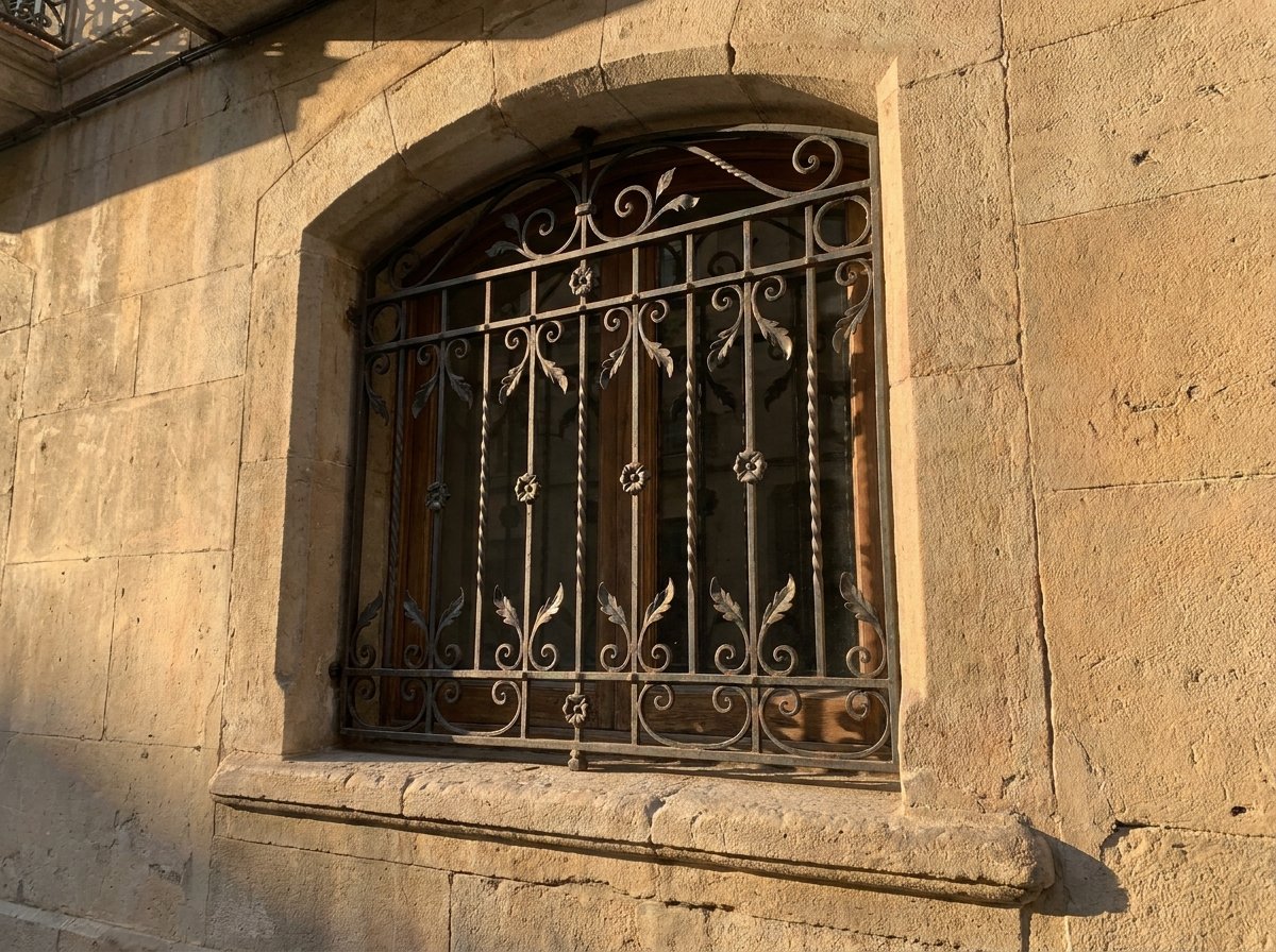 Reja decorativa de forja en una ventana